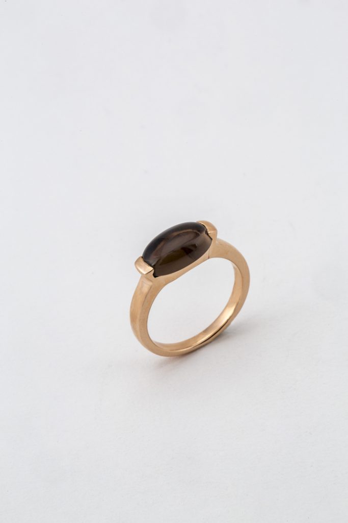 Bague "Navette de Quartz fumé"