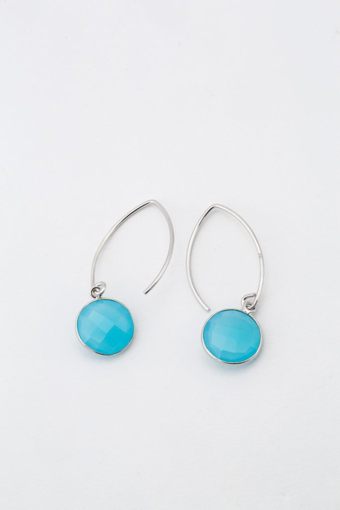 Boucles d'oreilles "Calcédoine bleue"